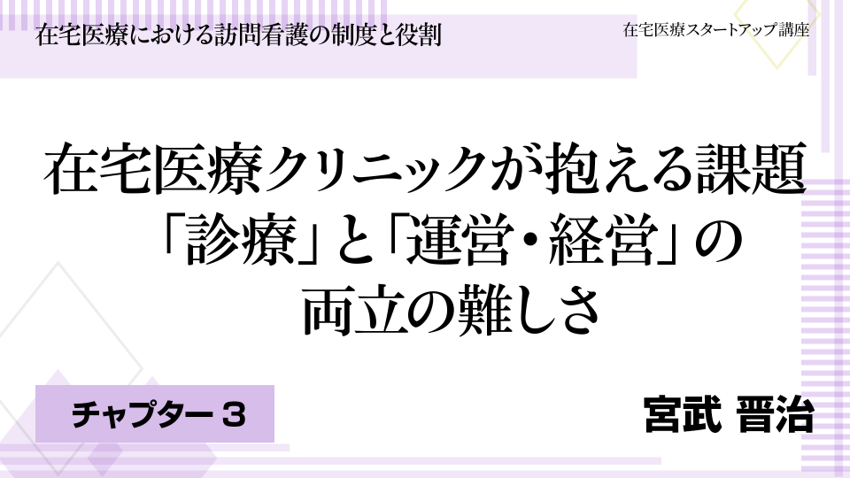 CH03.在宅医療クリニックが抱える課題　「診療」と「運営・経営」の両立の難しさ